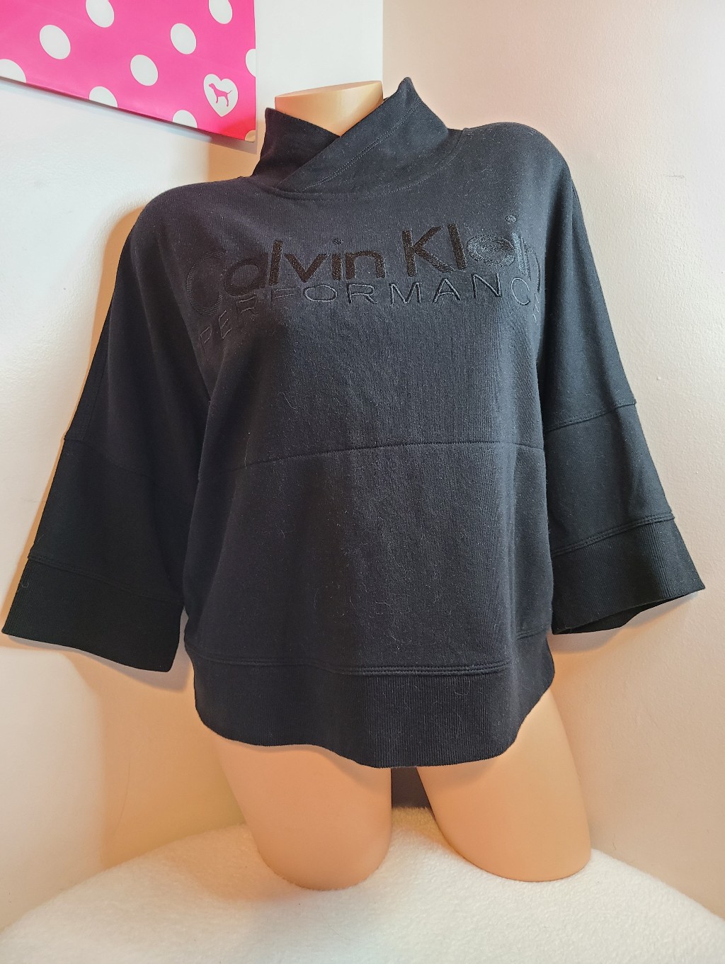 Calvin Klein Performance Black Funnel Neck Pullover Sweatshirt Size M